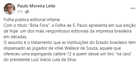 Jornalista critica “editorial infame” da Folha