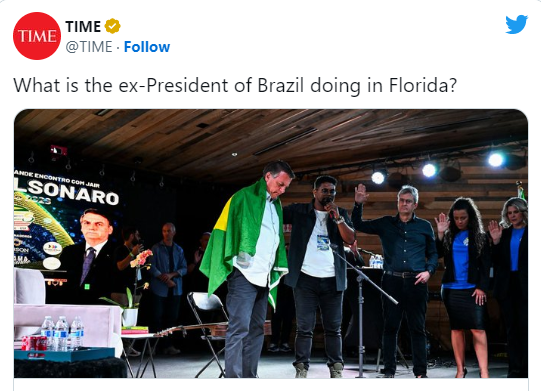 O ‘exílio’ de Bolsonaro na Flórida na visão da revista Time