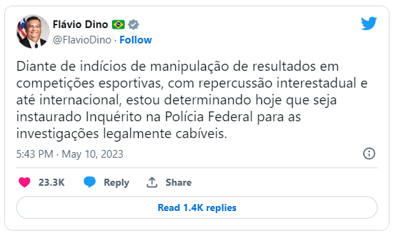 Flávio Dino determina que PF investigue fraudes em jogos de futebol