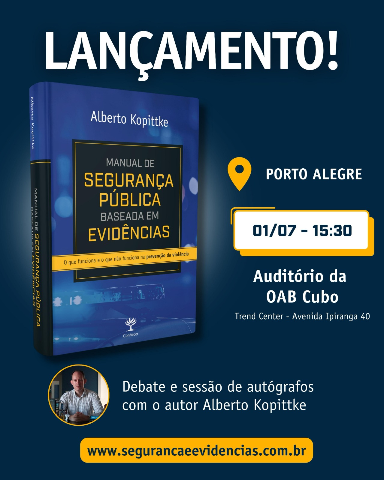 Livro sobre segurança pública no Brasil será lançado no dia 01° de julho, em Porto Alegre