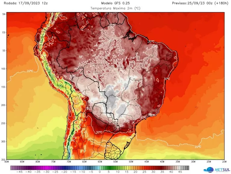 Brasil terá onda de calor nos próximos dias e temperaturas podem chegar a 45°C