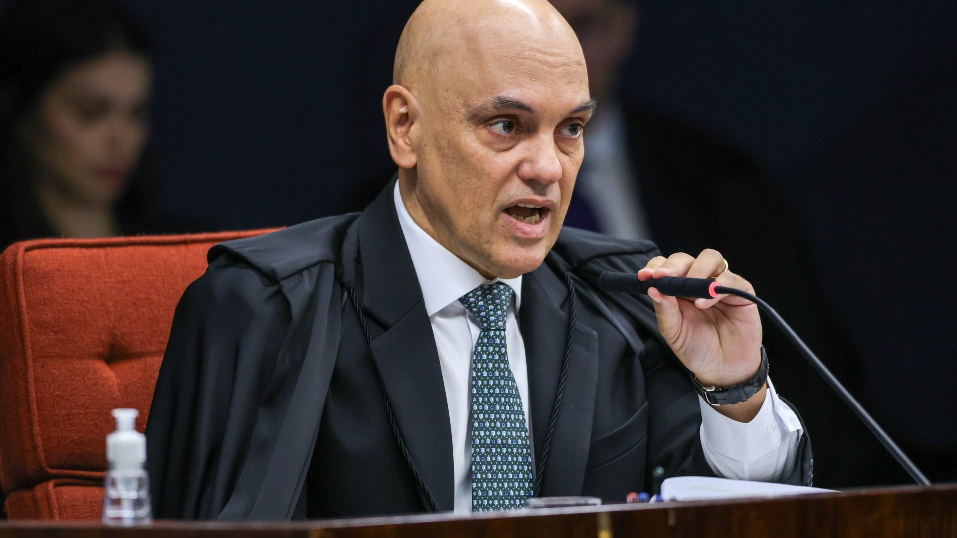 Brasília (DF) 02/09/2025 - O ministro relator Alexandre de Moraes, na sessão do STF de julgamento de Bolsonaro e de mais sete réus da trama golpista  Foto: Fabio Rodrigues-Pozzebom/ Agência Brasil