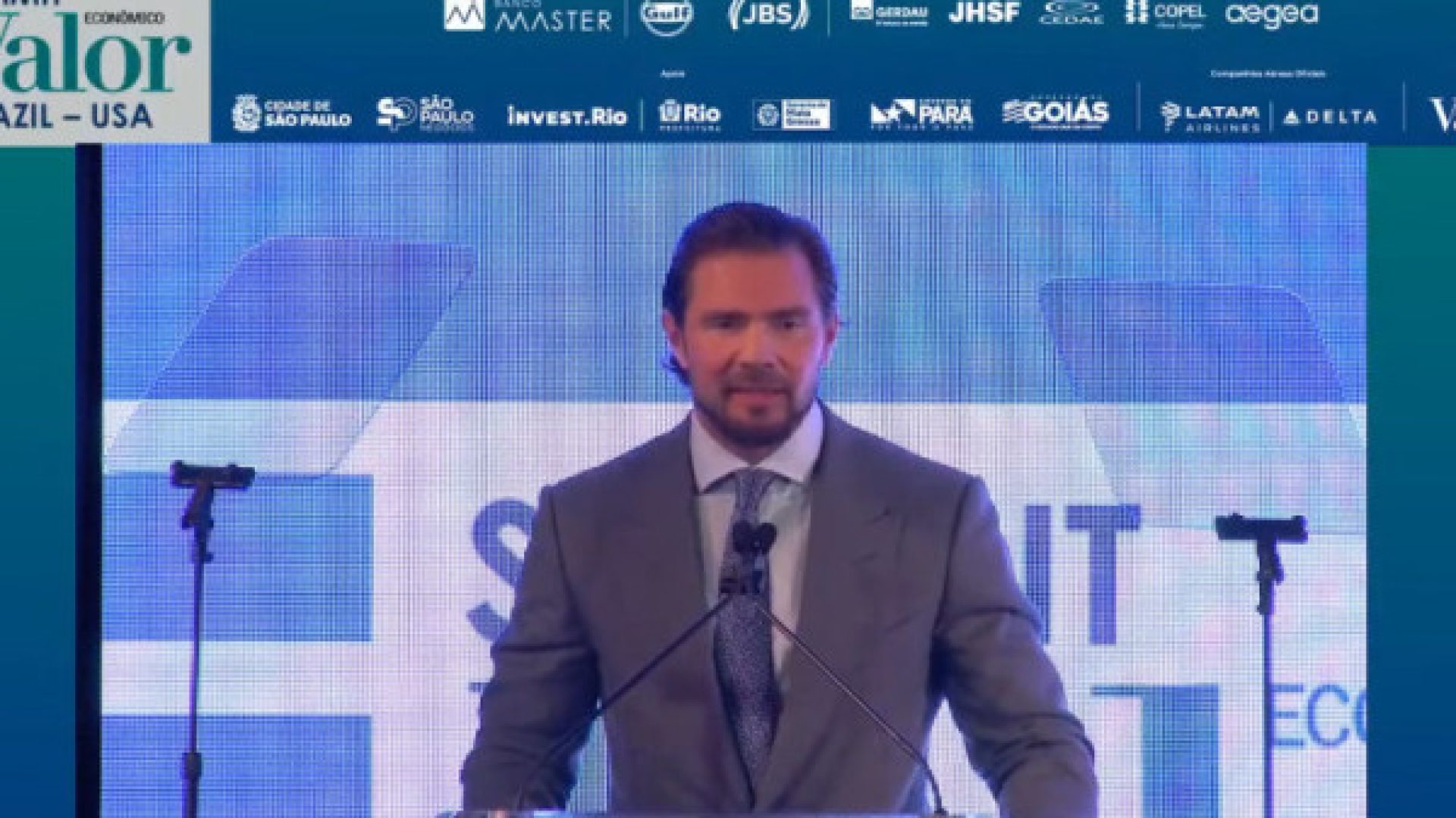 Daniel Vorcaro em evento da Globo em Nova York -  Foto: Reprodução/YouTube