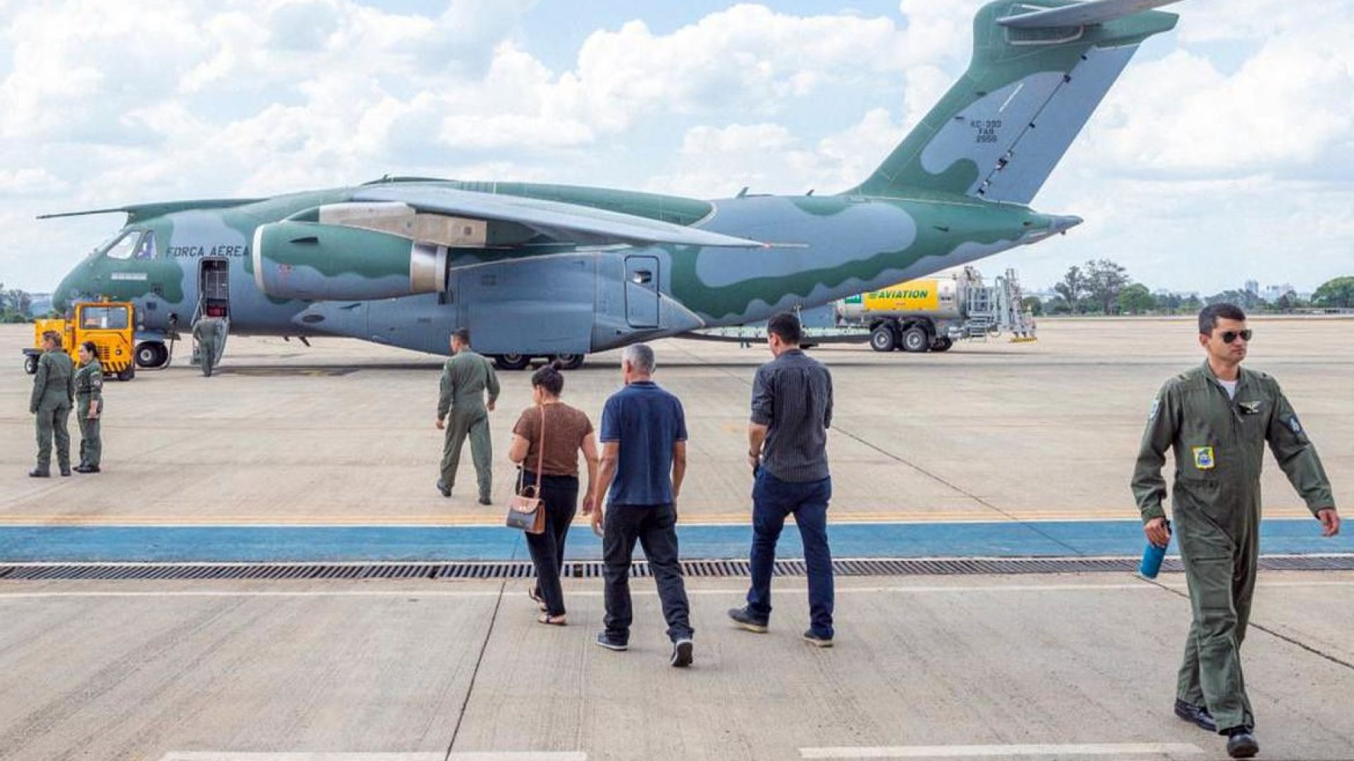 Brasília (DF), 10.10.2023 - Decolagem da aeronave KC-390 Millennium da FAB para a repatriação de brasileiros em território de Israel e Palestina. Operação Voltando em Paz.  Foto: João Risi/Audiovisual/PR