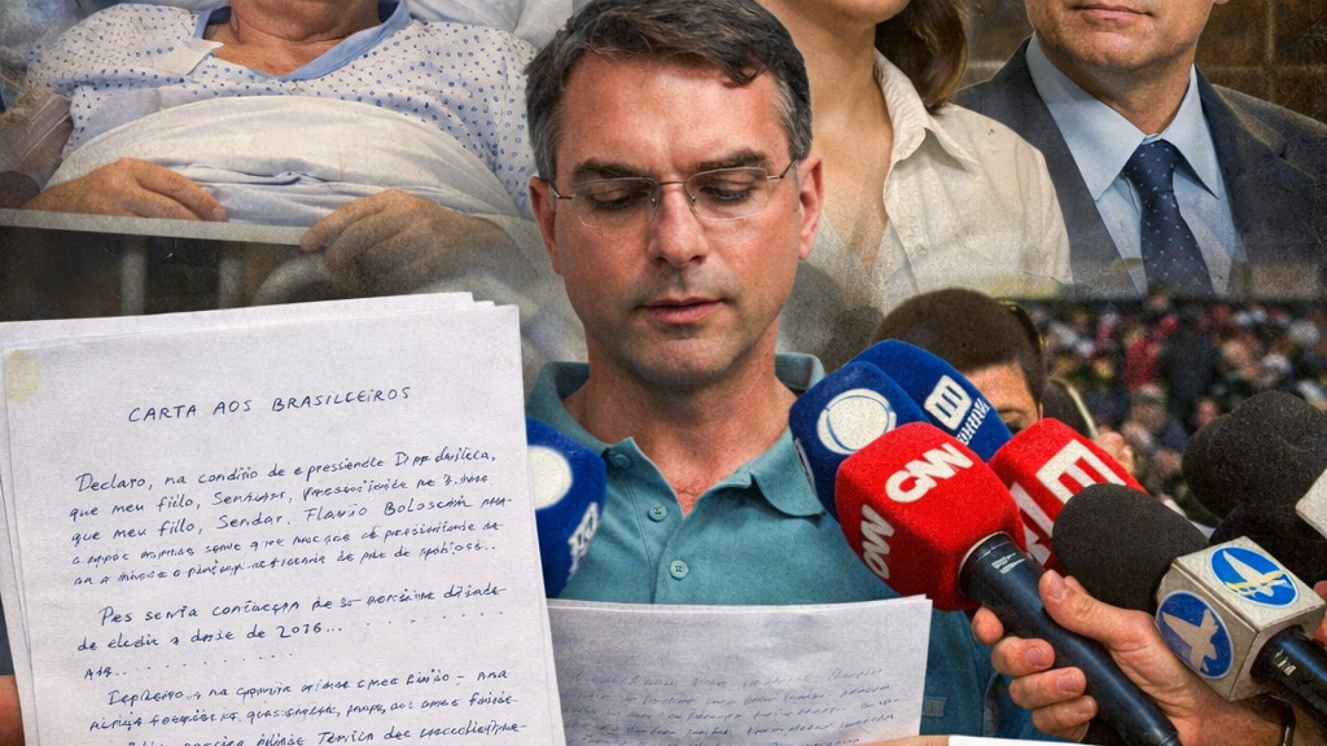 A carta de Bolsonaro - Foto composição Feita por IA  ChatGPT a partir de imagens das redes sociais.