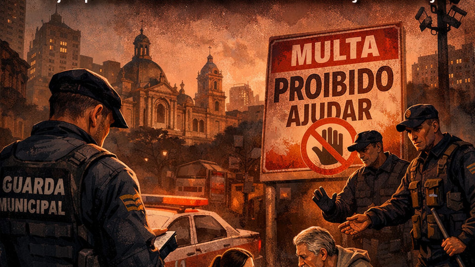 A cidade que pune quem ajuda - Imagem gerada por IA ChatGPT