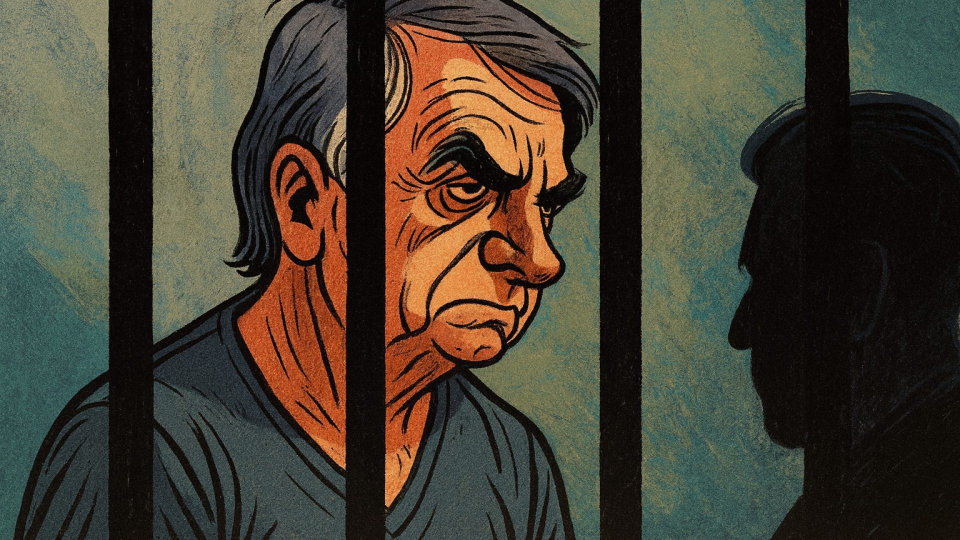 À sombra da lei - Bolsonaro na cela na PF em Brasília - Imagem gerada por IA ChatGPT.À sombra da lei - Bolsonaro na cela na PF em Brasília - Imagem gerada por IA ChatGPT.