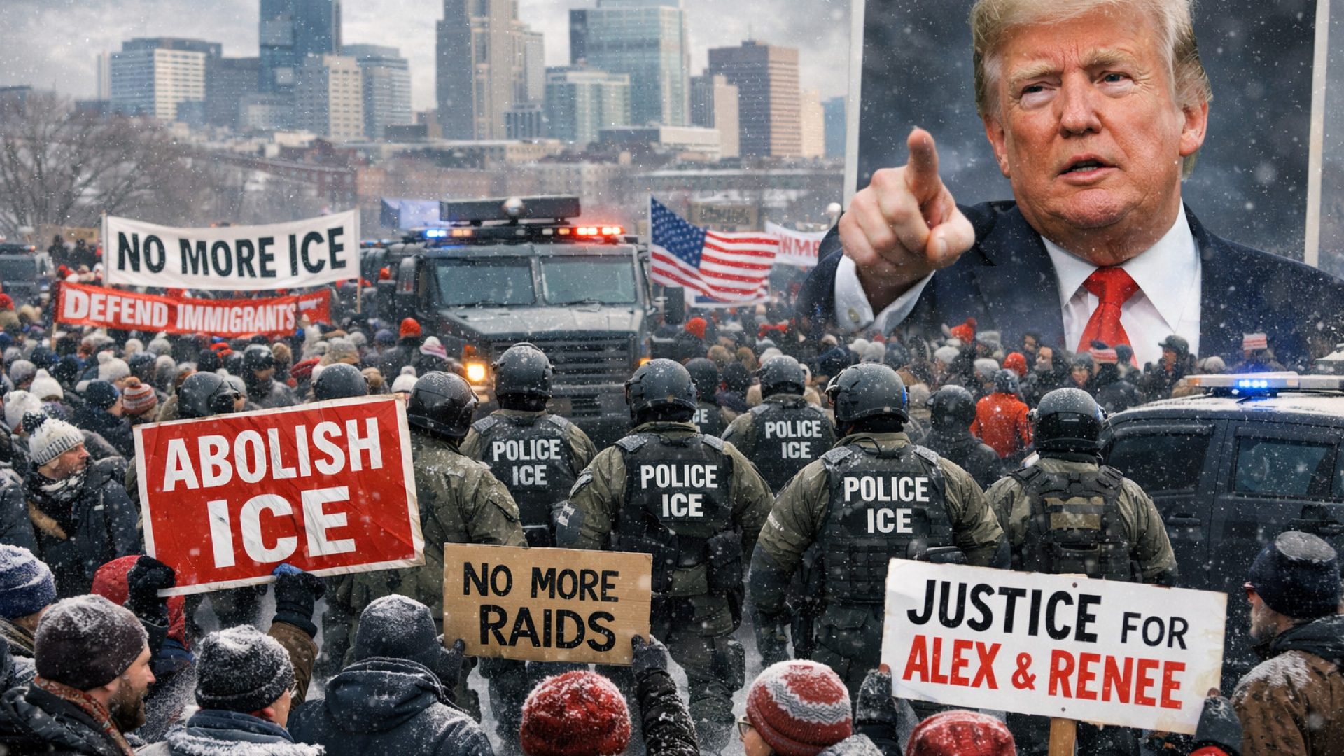 Abolish ICE - Imagem gerada por IA ChatGPT.