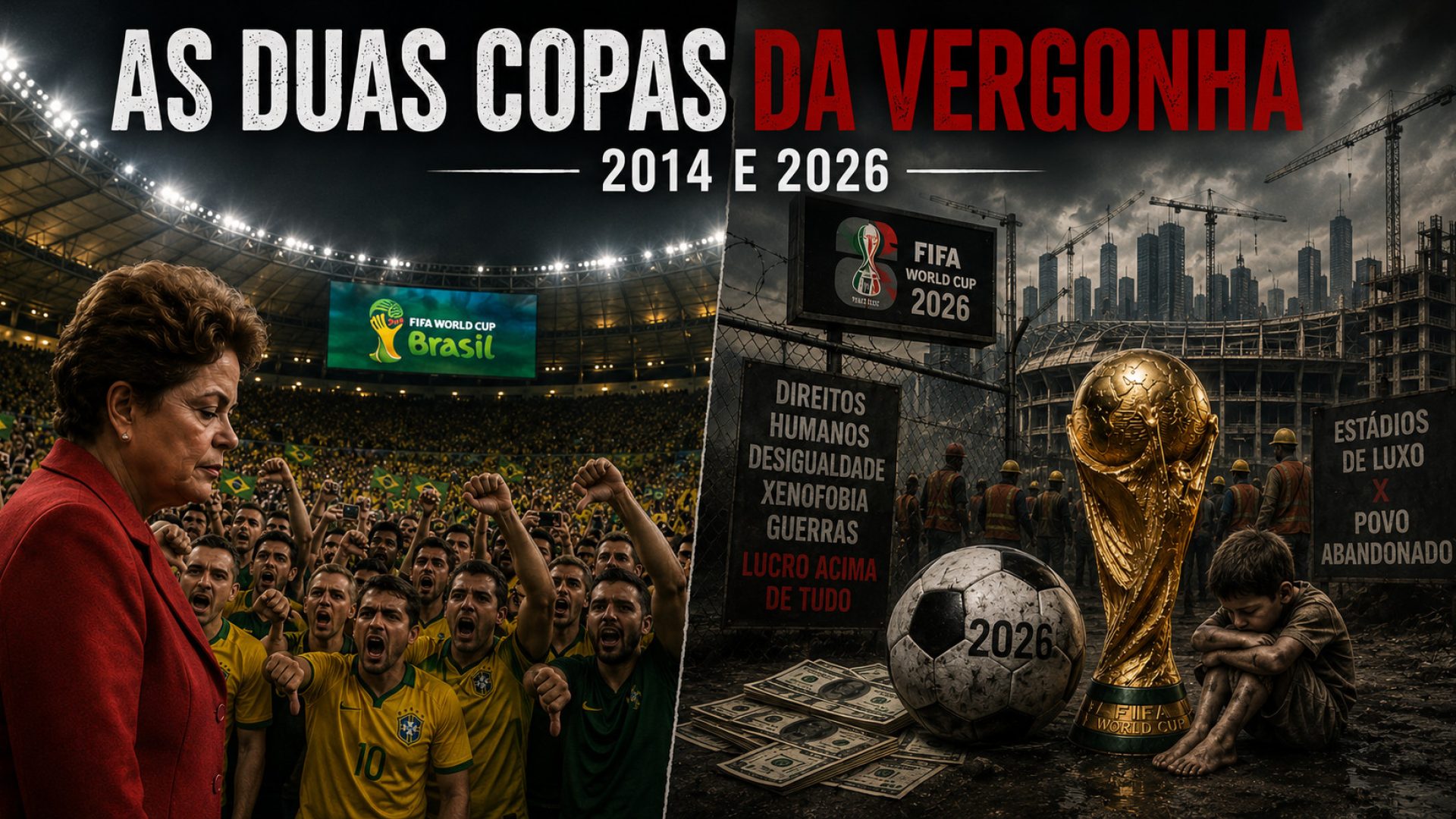 As duas Copas da vergonha - Imagem gerada por IA ChatGPT