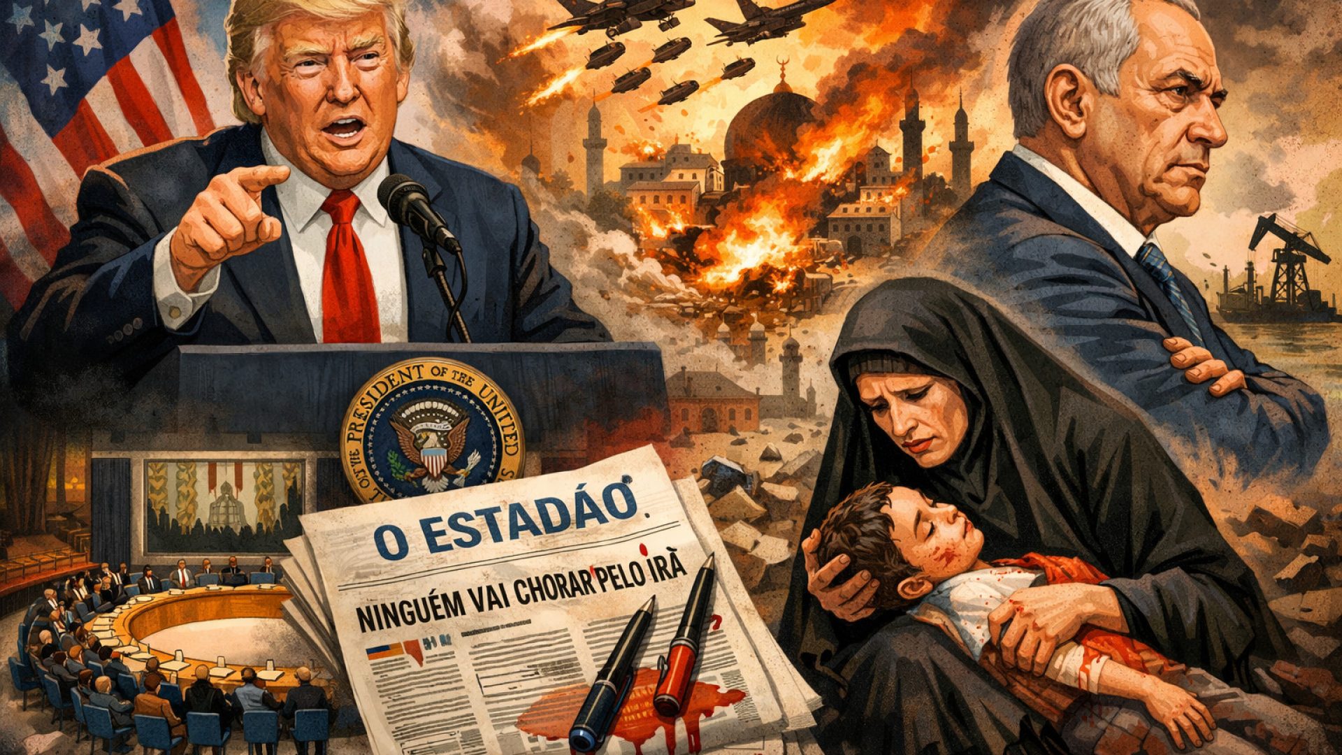 Ataque dos EUA e Israel ao Irã - Imagem gerada por IA ChatGPT