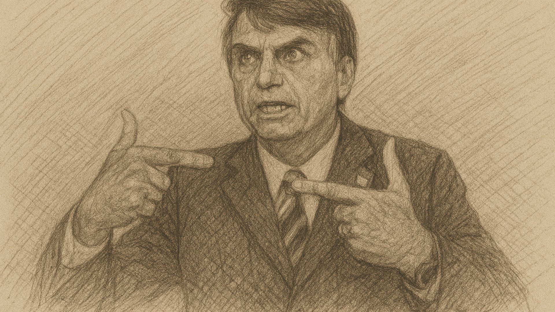 Desenho de Jair Bolsonaro sobre foto de Gustavo Miranda / Agência O Globo - Imagem gerada por IA ChatGPT