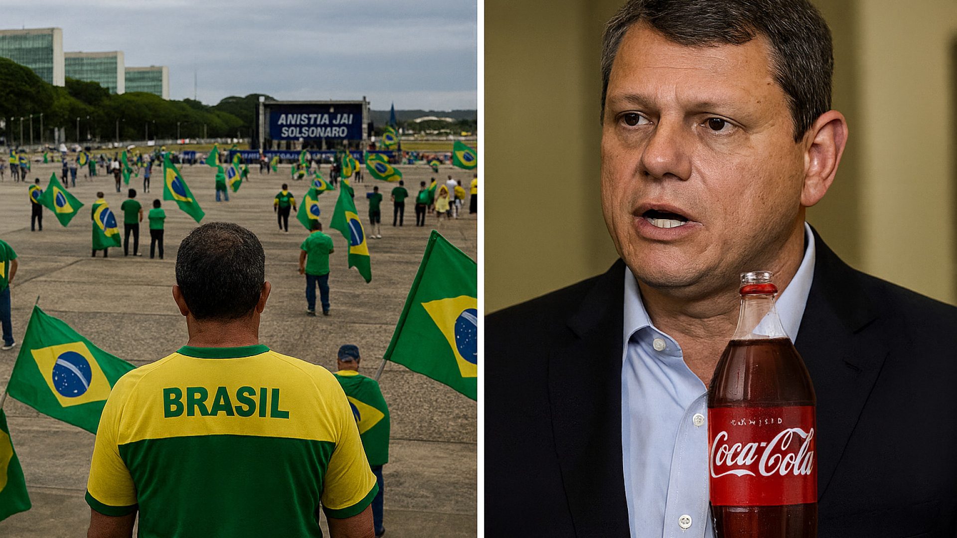 Caminhada esvaziada e Coca Cola do Tarcísio - Imagem gerada por IA ChatGPT