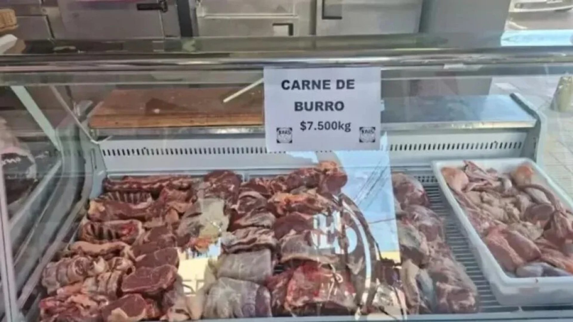 Carne de burro à venda em açougue argentino