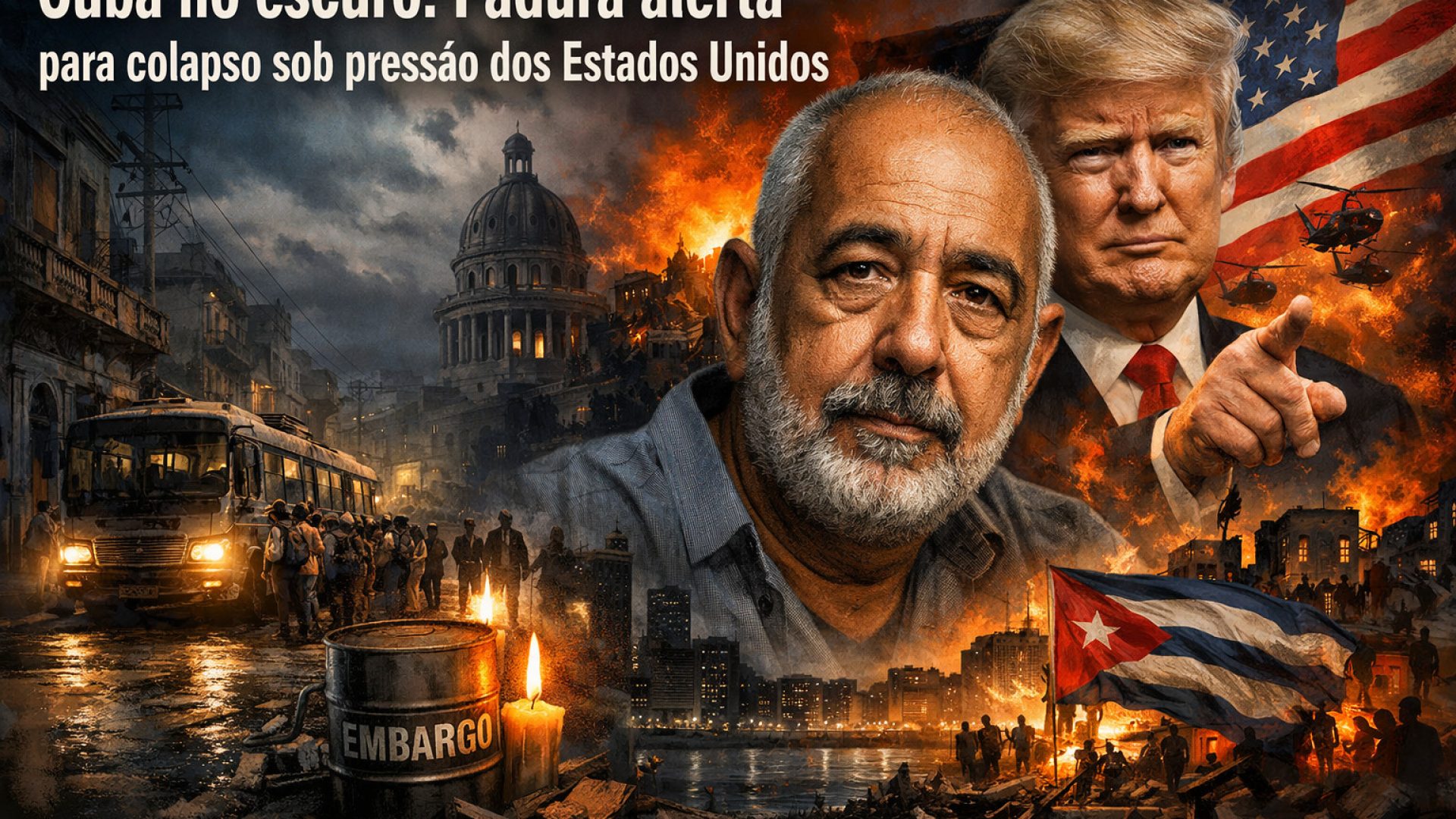 Cuba no escuro: Padura alerta - Imagem gerada por IA ChatGPT.