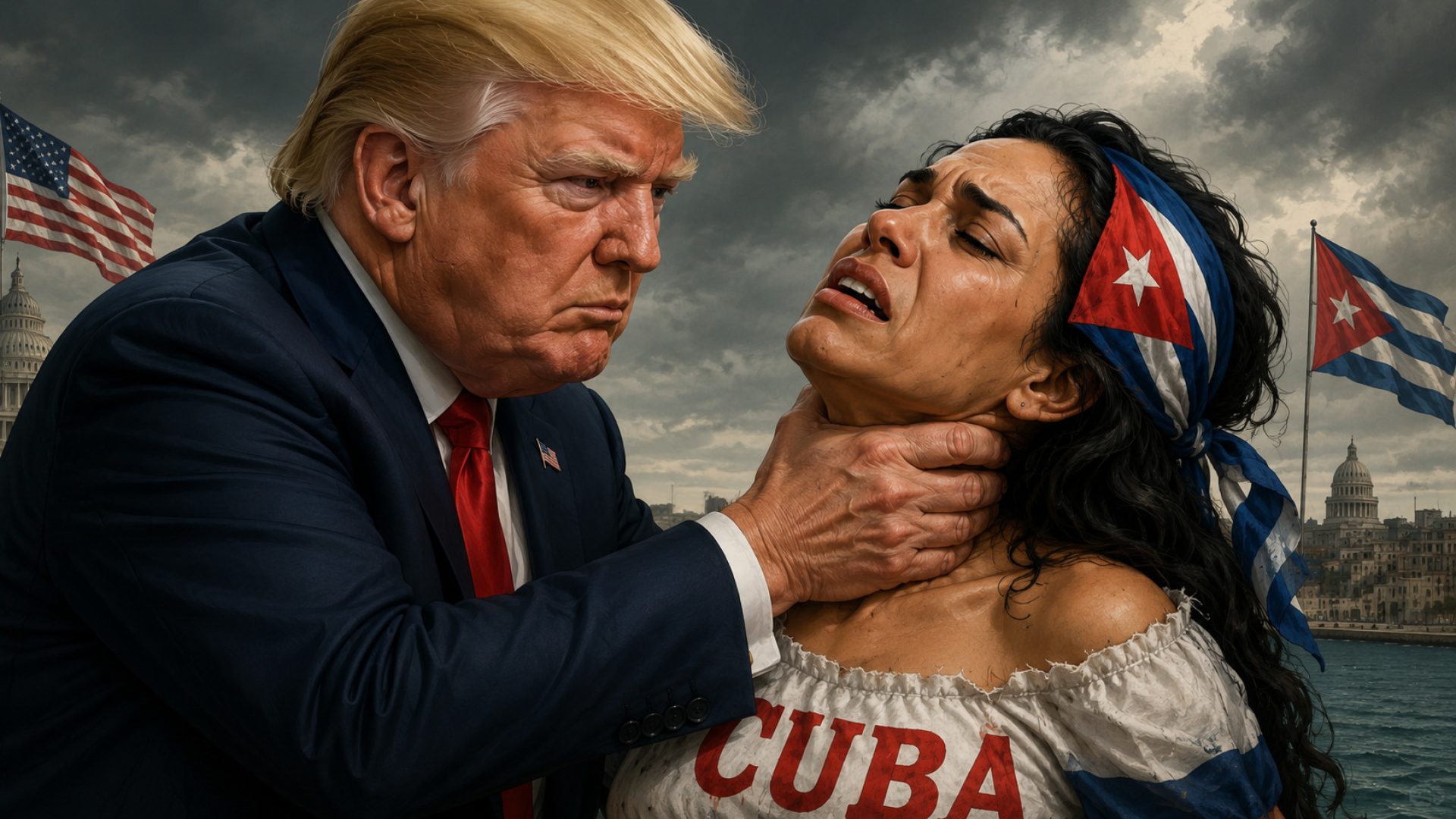 Cuba sendo estrangulada