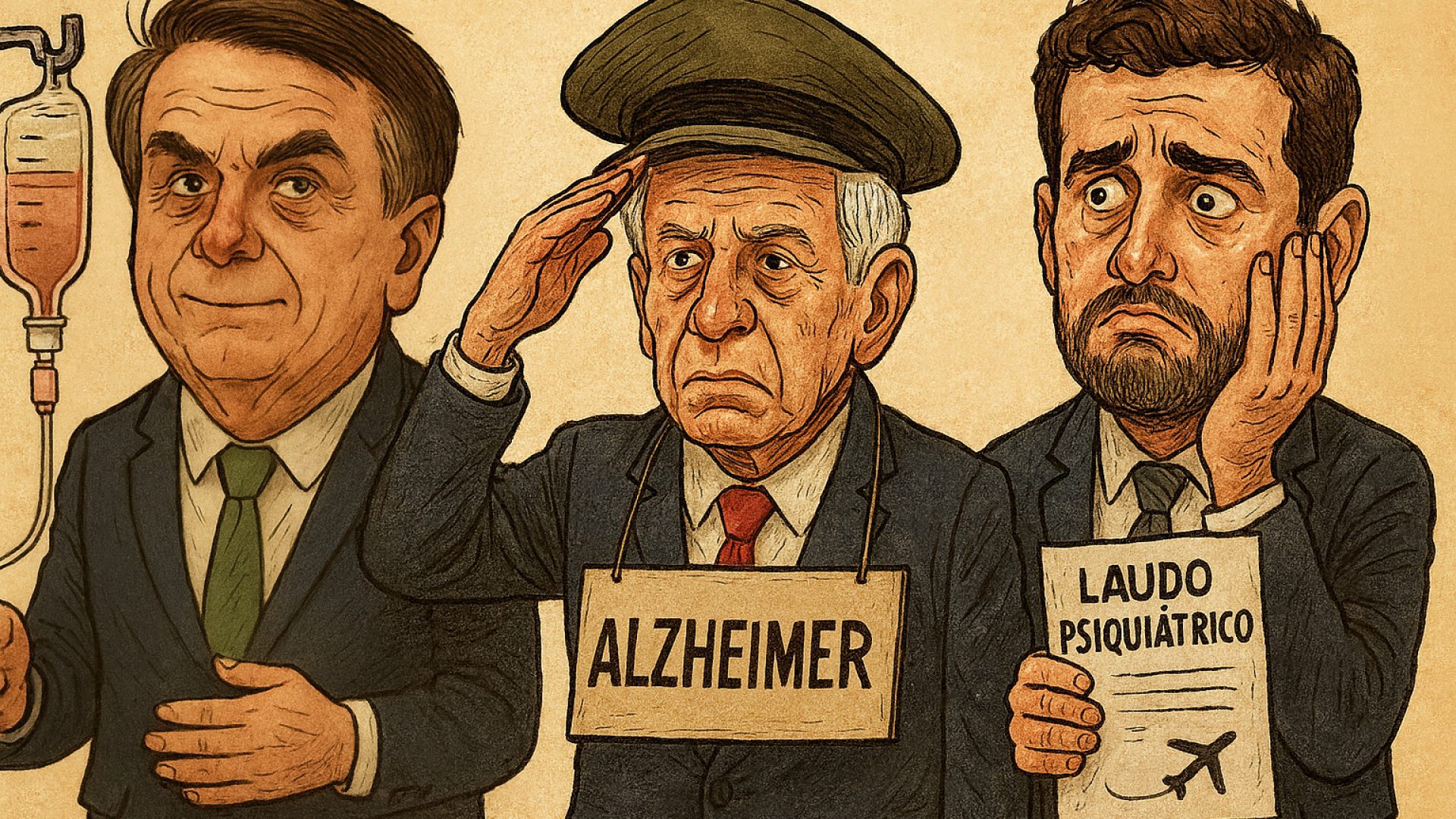 Doenças milagrosas do trio golpista - Imagem gerada por IA ChatGPT