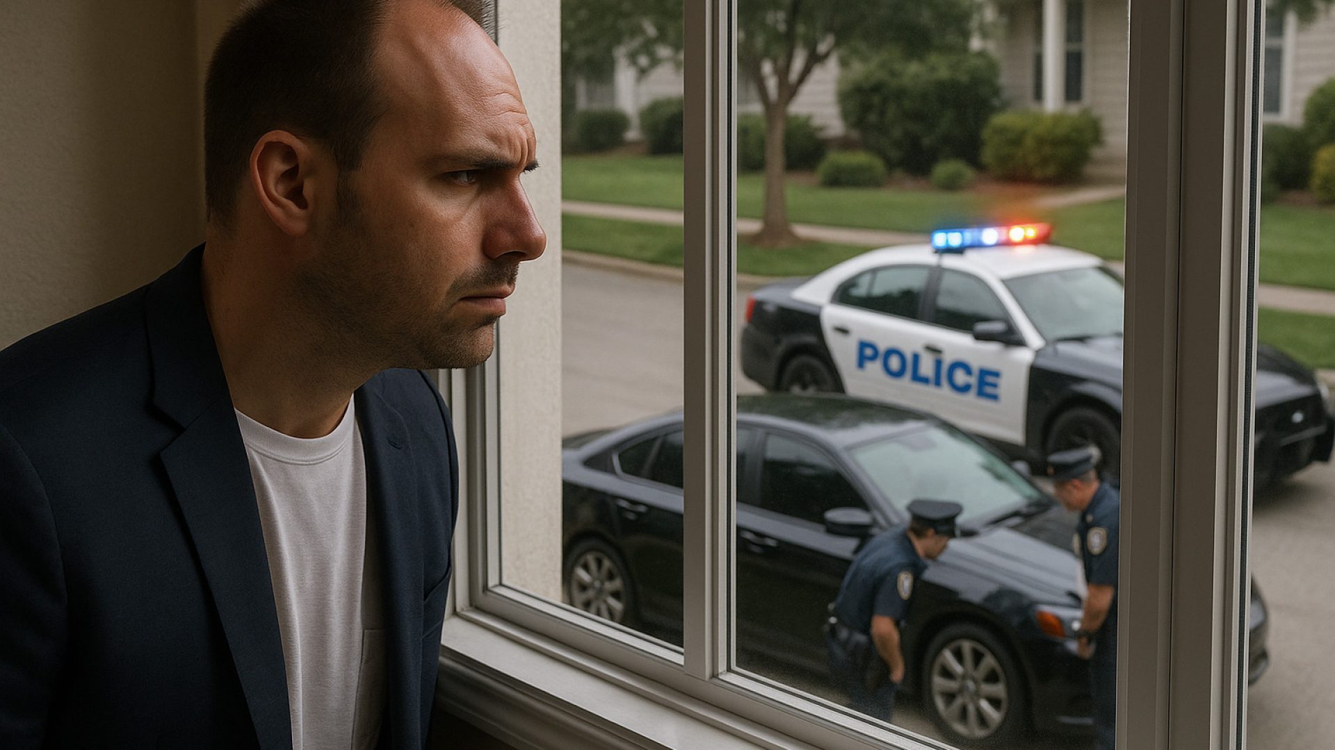 Eduardo olha pela janela - Imagem gerada por IA ChatGPT