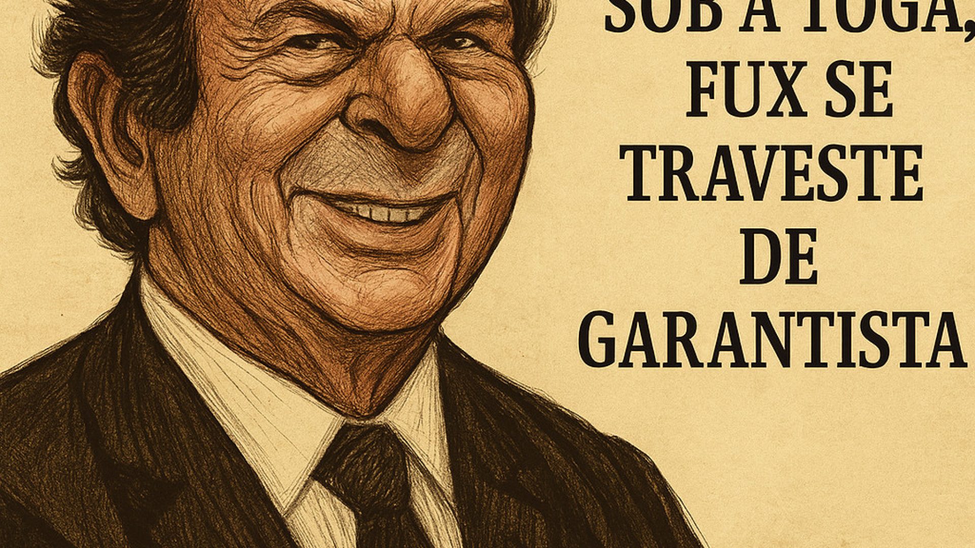 Sob a toga, Fux se traveste de garantista - Imagem gerada por IA ChatGPT