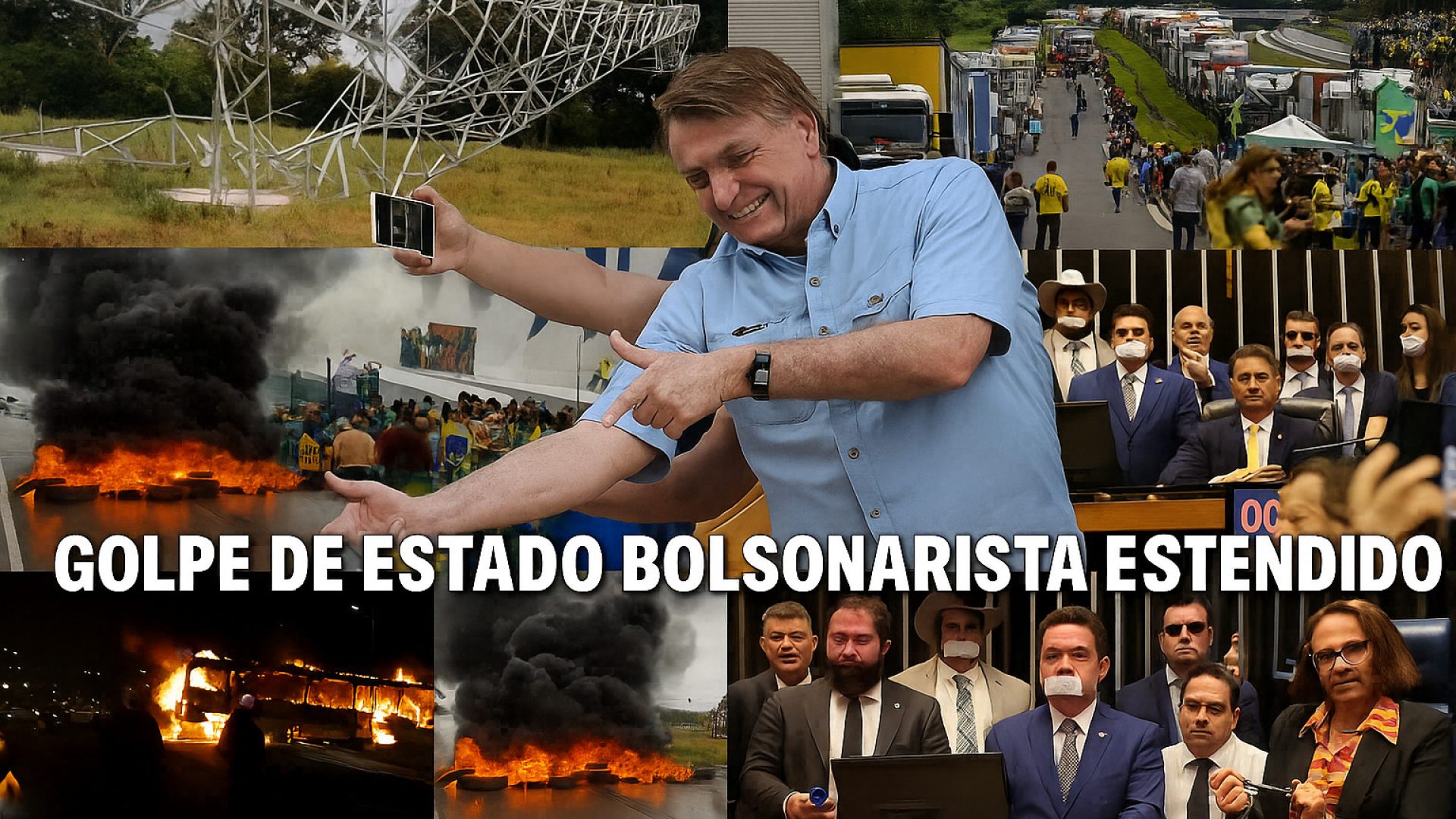 Golpe de Estado bolsonarista estendido - Imagem gerada por IA ChatGPT