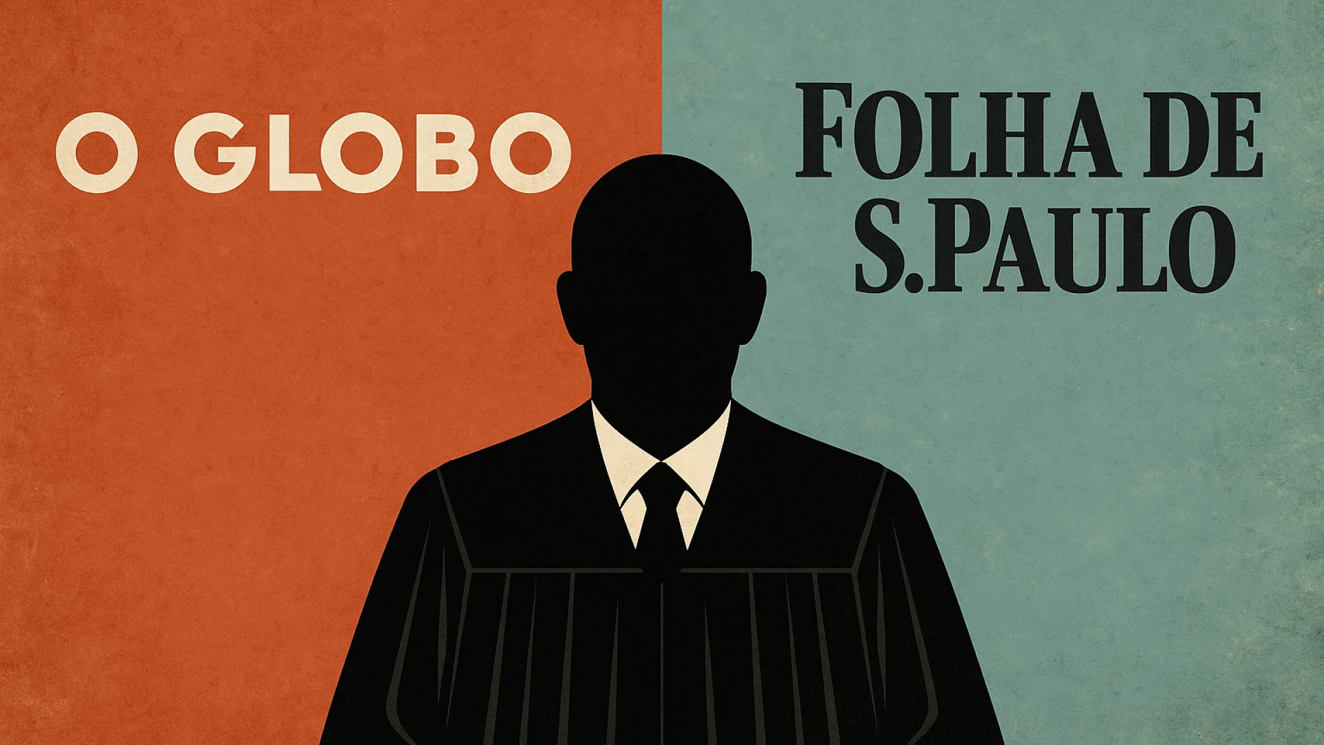 Jornalões O Globo e Folha de São Paulo em contradição - Imagem gerada por IA ChatGPT