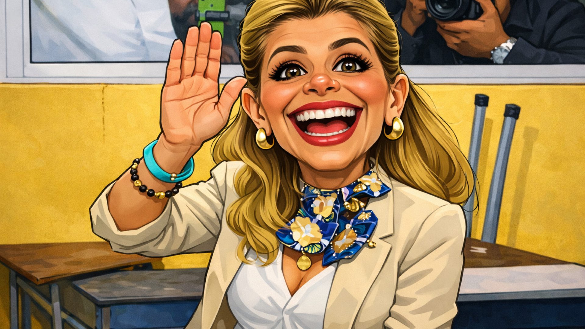 Ilustração da capa: Laura Fernández vence eleição na Costa Rica - Caricatura gerada por IA ChatGPT