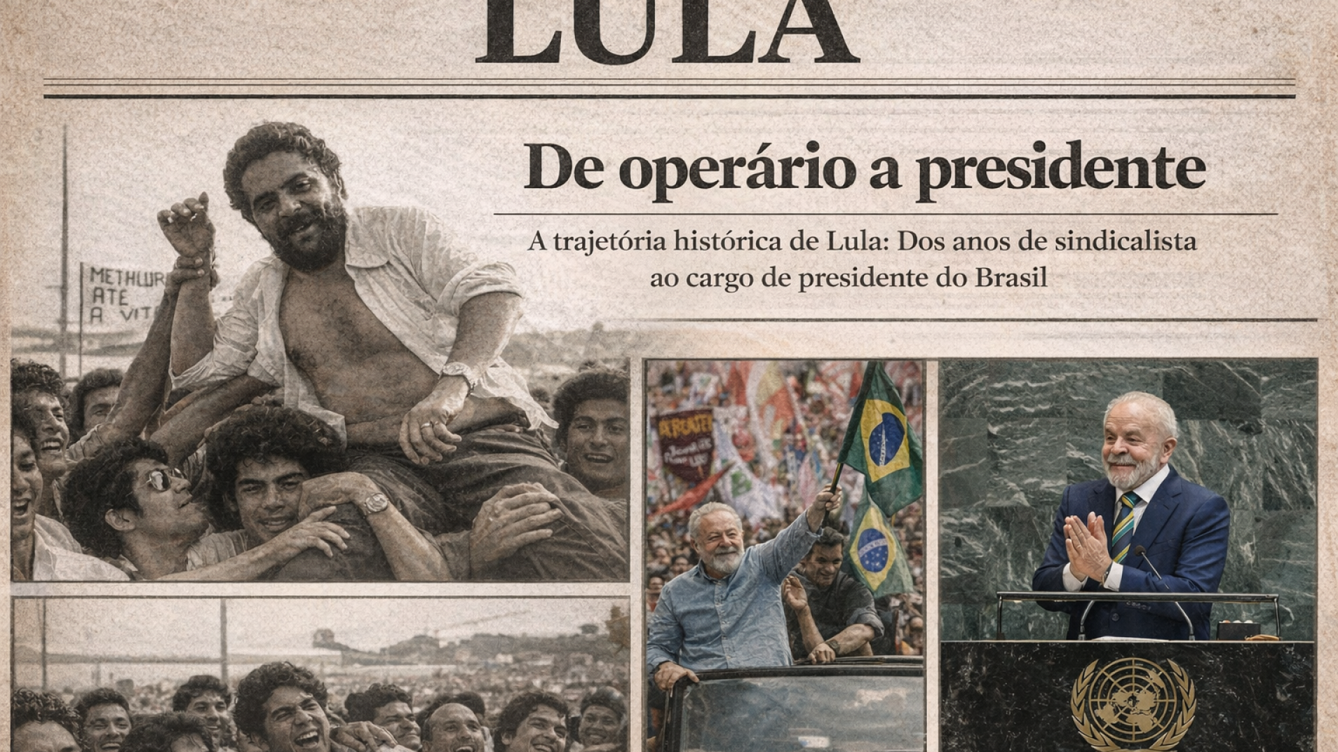 Lula de operário a presidente - Composição por IA ChatGPT