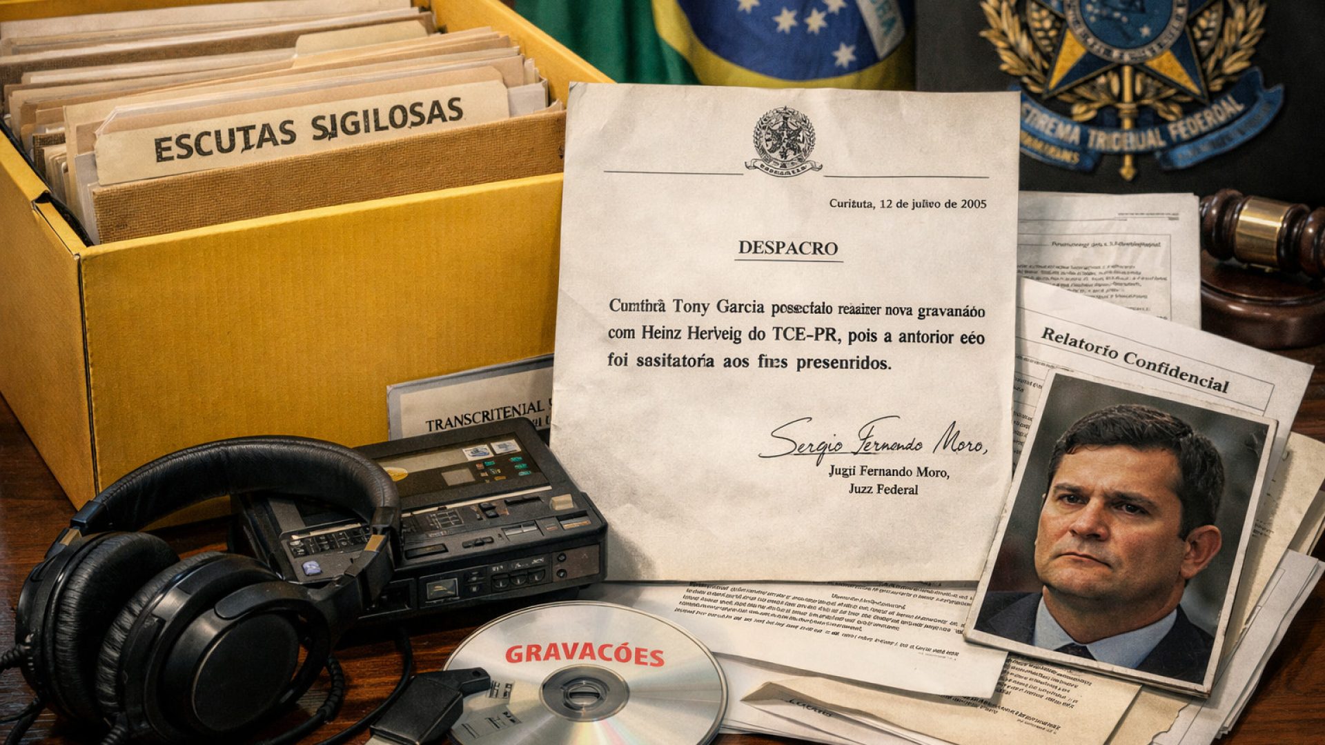Gravações ilegais e clandestina decretadas por Sérgio Moro - Imagem gerada por IA  ChatGPT