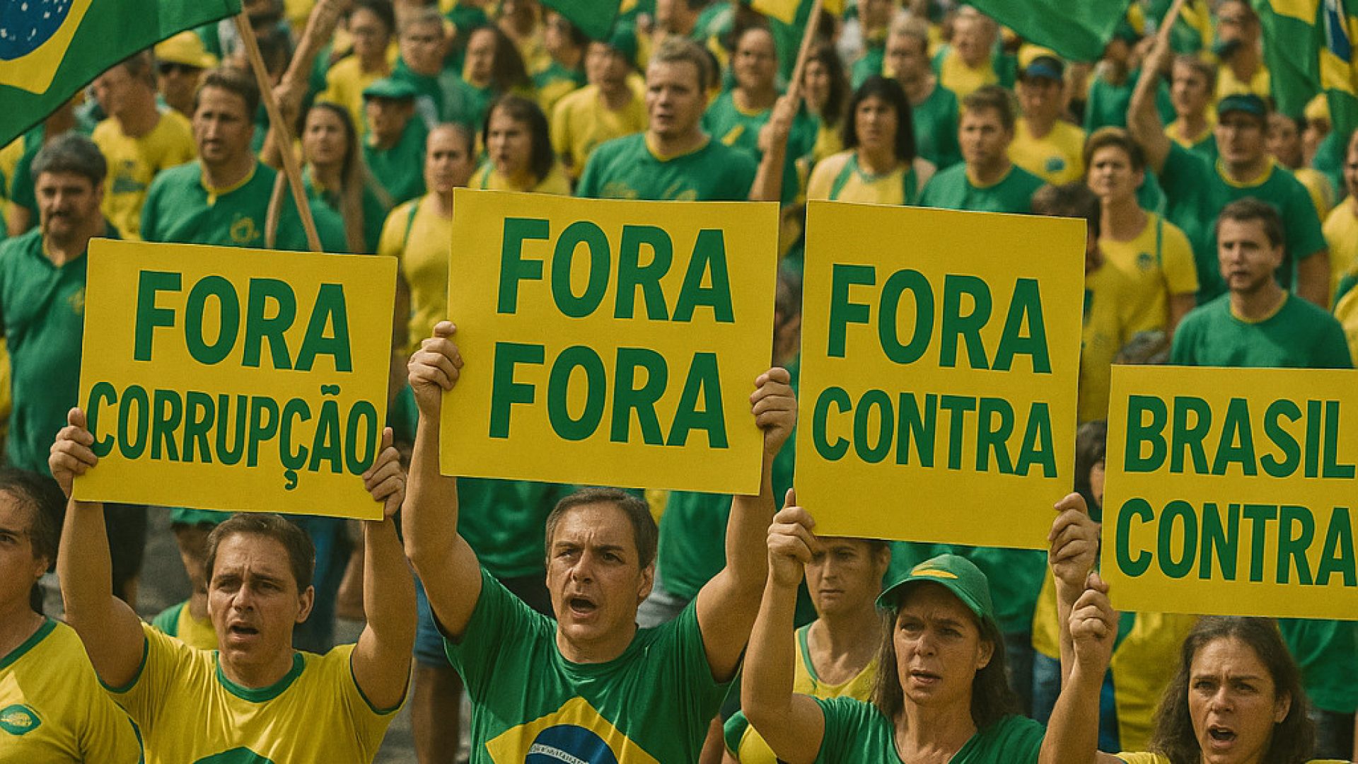 Manifestação bolsonarista - Ilustração gerada por IA ChatGPT