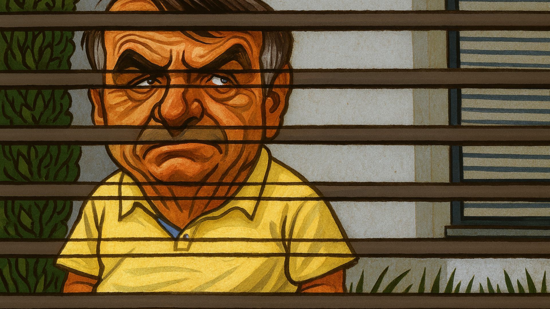 Bolsonaro em prisão domiciliar - Caricatura gerada por IA ChatGPT sob foto de Sergio Lima/AFP.