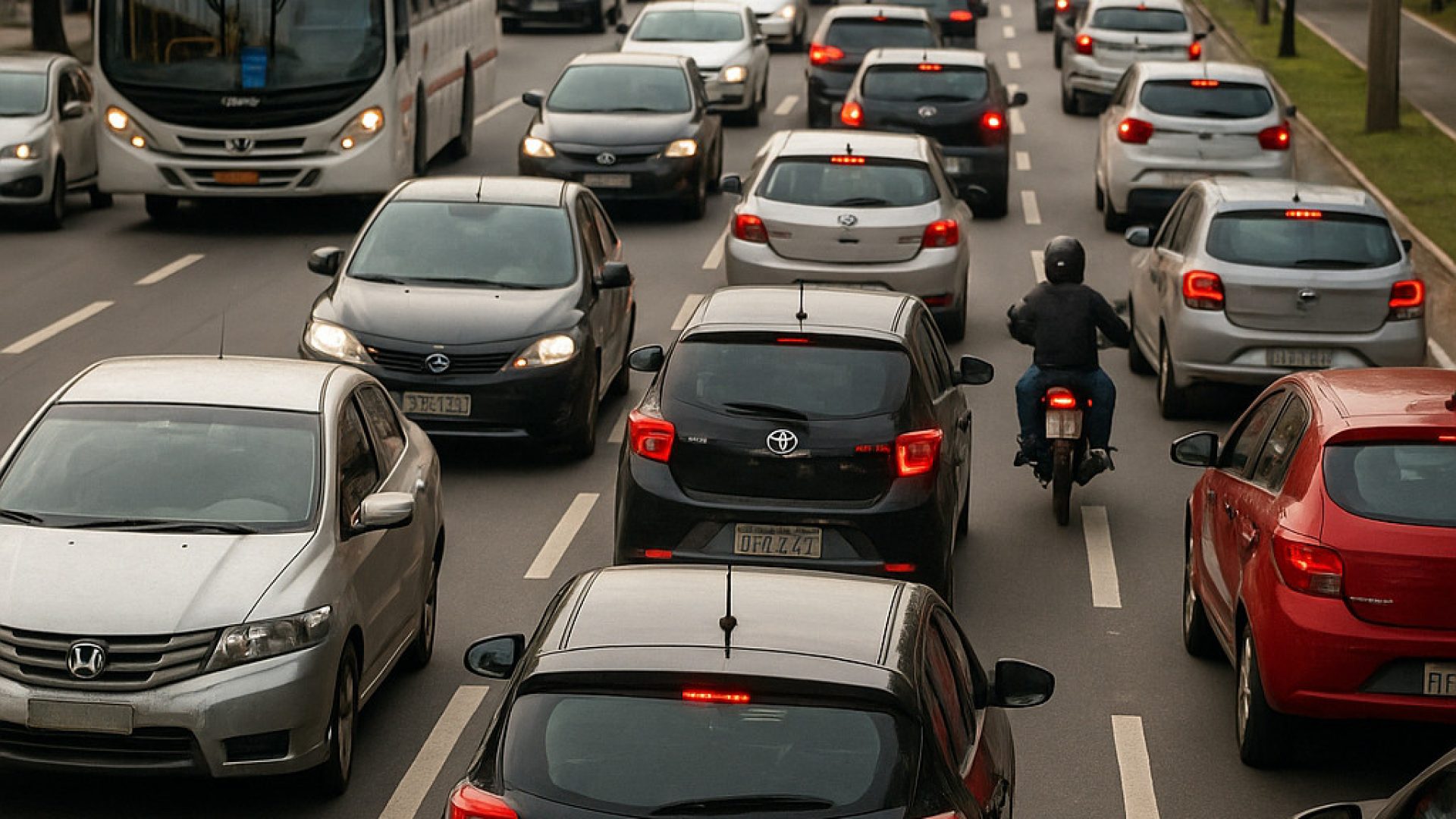 Trânsito intenso - Imagem gerada por IA ChatGPT