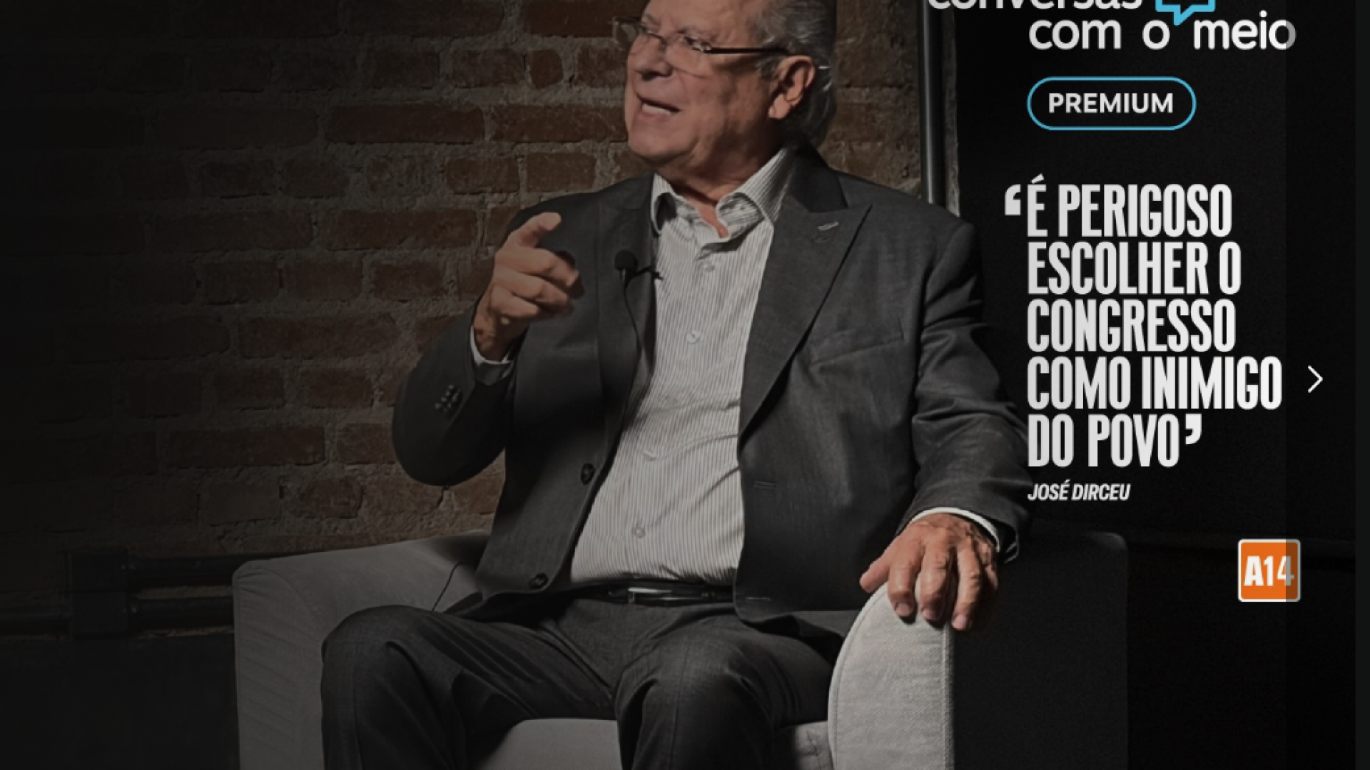 Ex-ministro José Dirceu na capa do portal Meio - Print da capa do site do Meio.