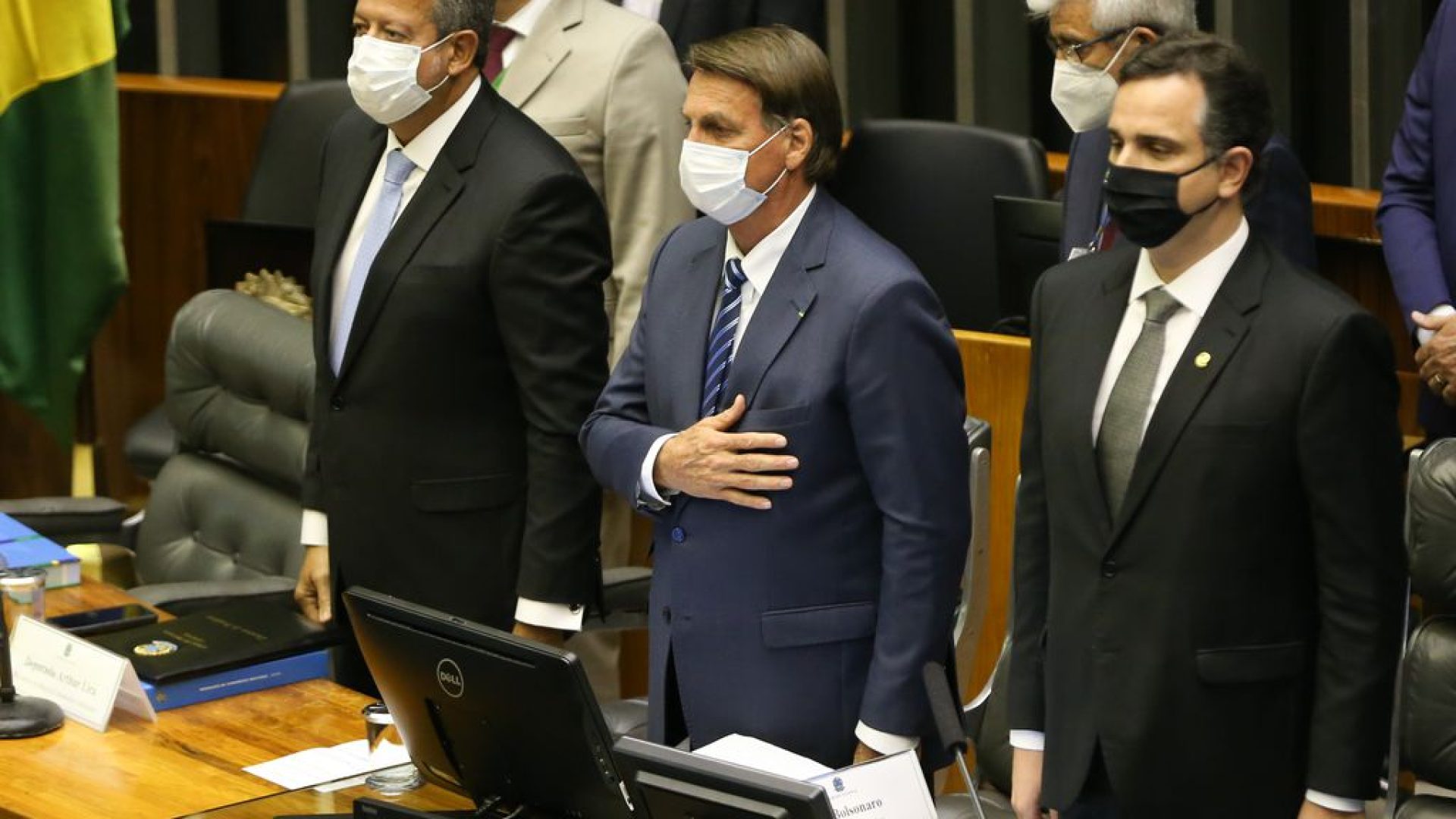 O Congresso Nacional retoma as atividades após o recesso. Presentes na solenidade: presidente Jair Bolsonaro, o presidente do Congresso Nacional, Rodrigo Pacheco, o presidente da Câmara, Arthur Lira e o presidente do STF, Luiz Fux