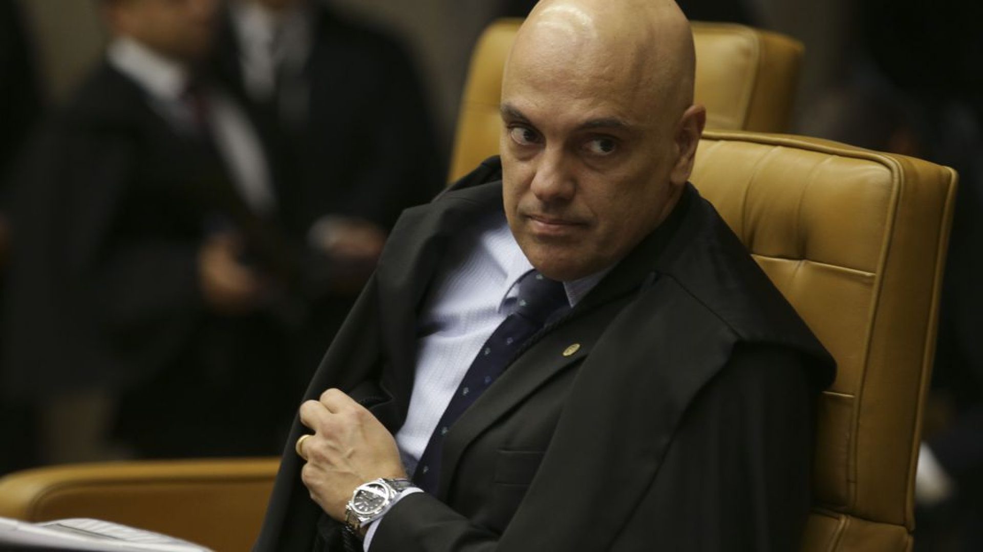 O ministro Alexandre de Moraes durante o julgamento em que decidem pela legalidade ou não da prática de sacrifícios animais em cultos religiosos.