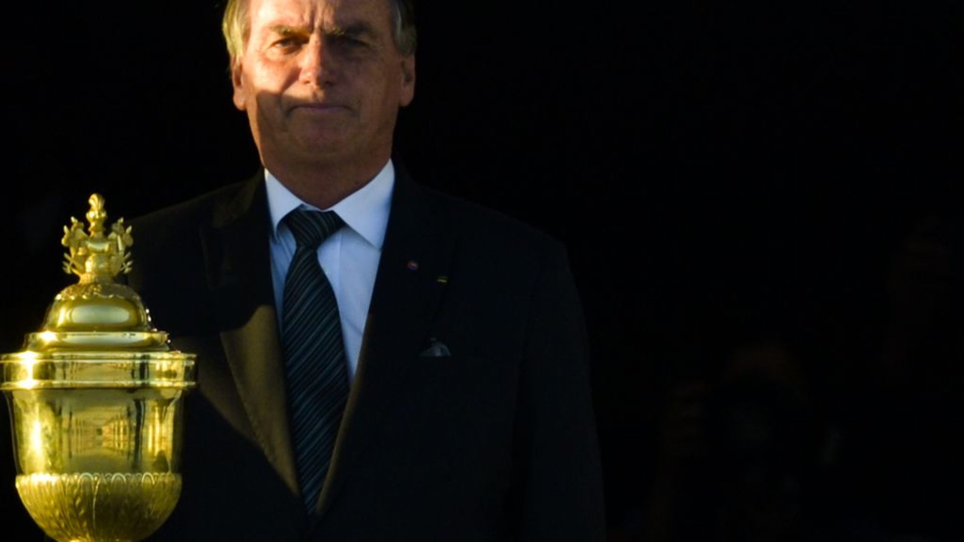 O presidente Jair Bolsonaro participa da cerimônia oficial de chegada ao país do coração de Dom Pedro I