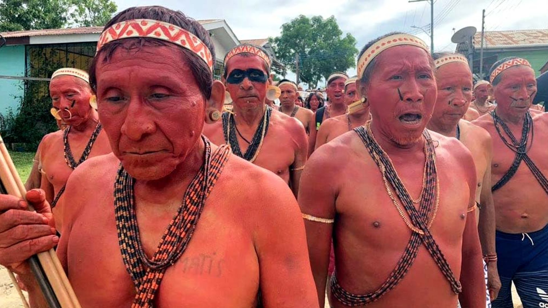 Atalaia do Norte AM 13 06 2022- Povos indigenas fazem manifestação no municipio de Atalaia do norte pedindo proteção pra autoridasdes.Foto Povos Indigenas
