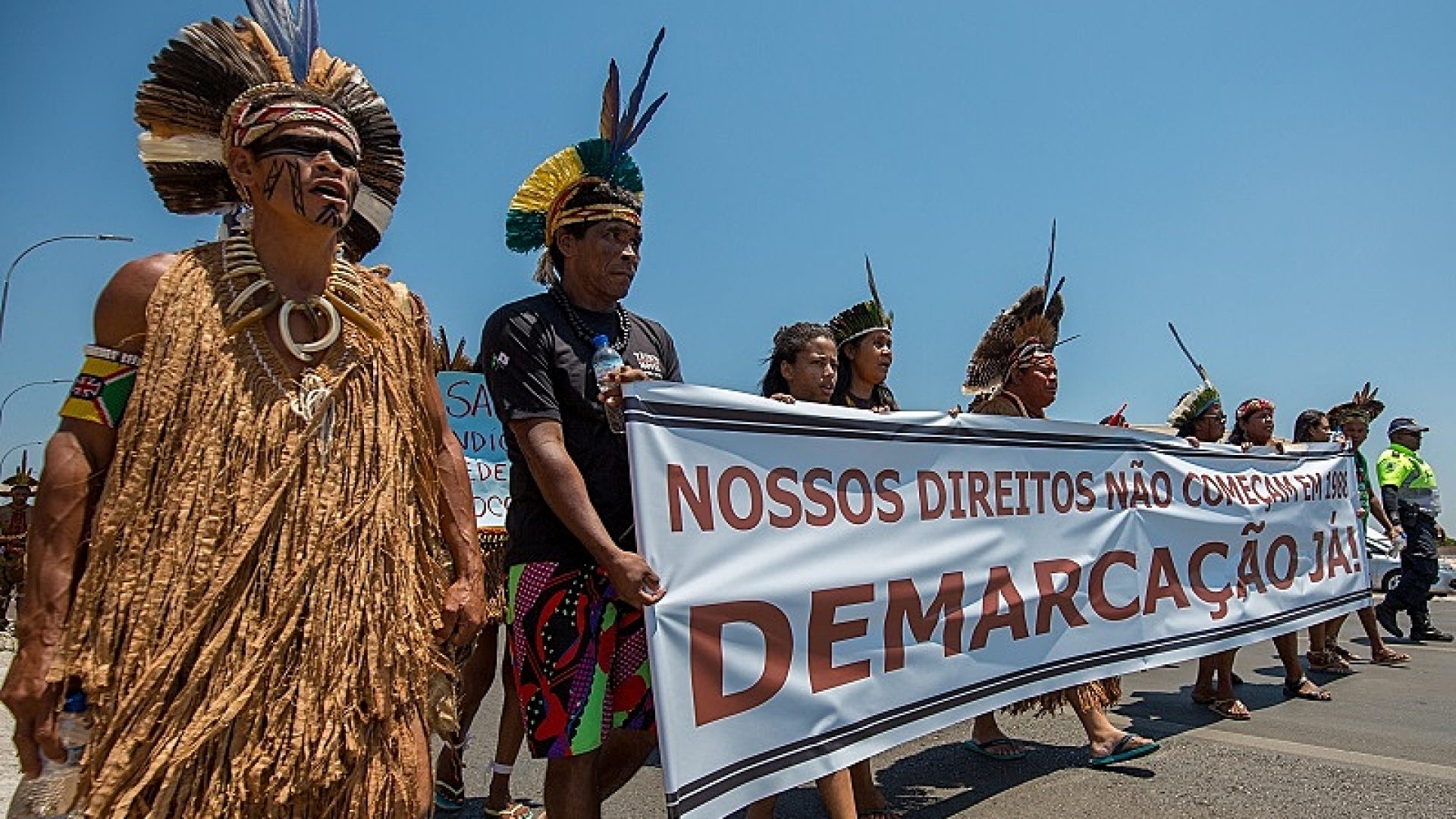 Manifestação dos povos do sul e extremo sul da Bahia, em Brasília, contra o marco temporal e em defesa da demarcação de suas terras tradicionais. Foto: Tiago Miotto/Cimi