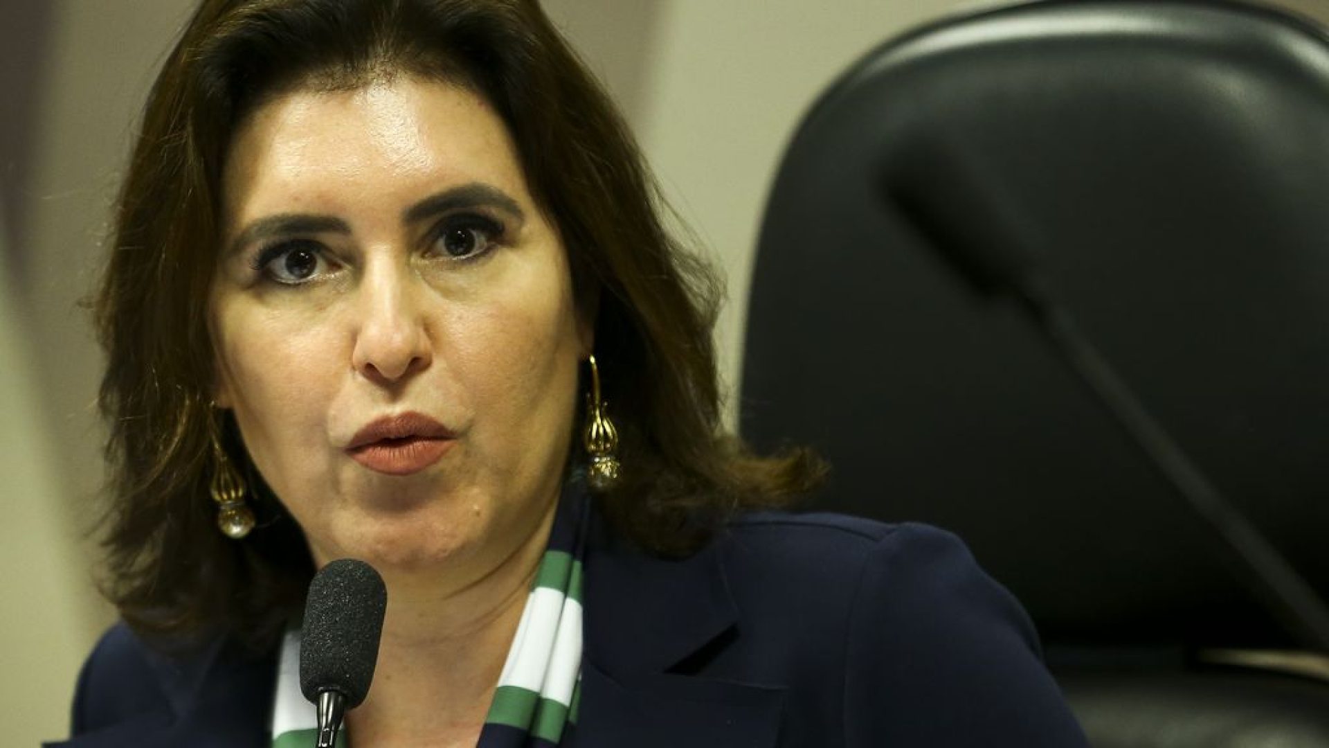A senadora Simone Tebet durante reunião da Comissão de Constituição, Justiça e Cidadania (CCJ) do Senado  para apreciar e votar as nove emendas apresentadas à proposta de reforma da Previdência (PEC 6/2019).sil)