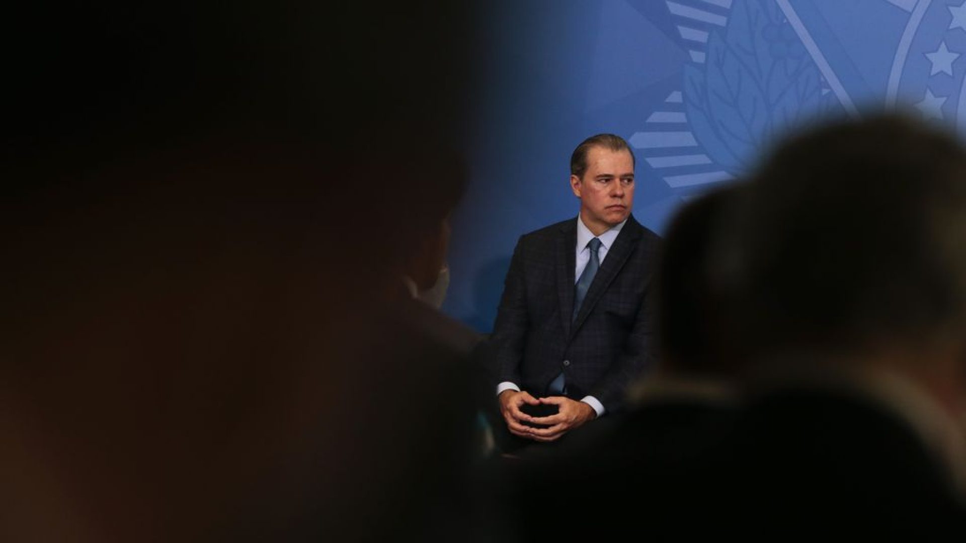 O presidente do STF, Dias Toffoli, durante a solenidade de posse dos dos ministros da Justiça e Segurança Pública; da Advocacia-Geral da União no Palácio do Planalto