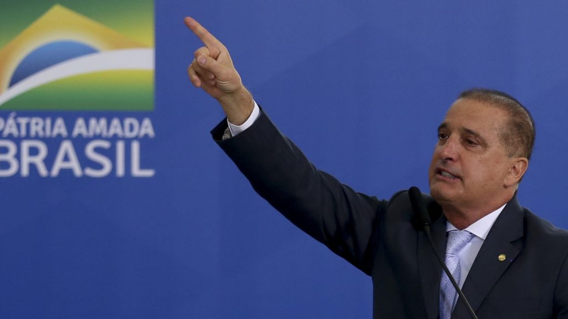 O ex- ministro do Trabalho e Previdência, Onyx Lorenzoni, durante a cerimônia de posse dos novos ministros, no Palácio do Planalto