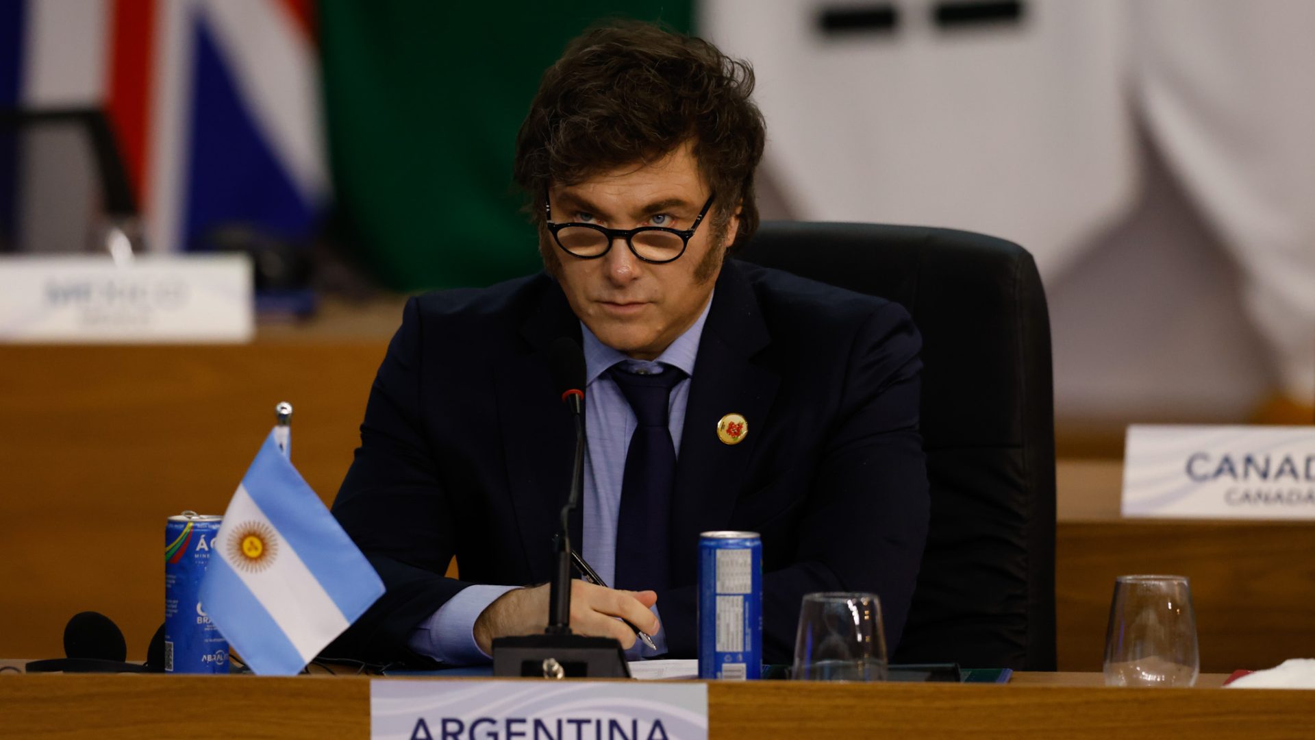 Rio de Janeiro(RJ), 18/11/2024 - O presidente da Argentina, Javier Milei, participa da plenária sobre reforma das instituições no G20.  Foto: Tânia Rêgo/Agência Brasil