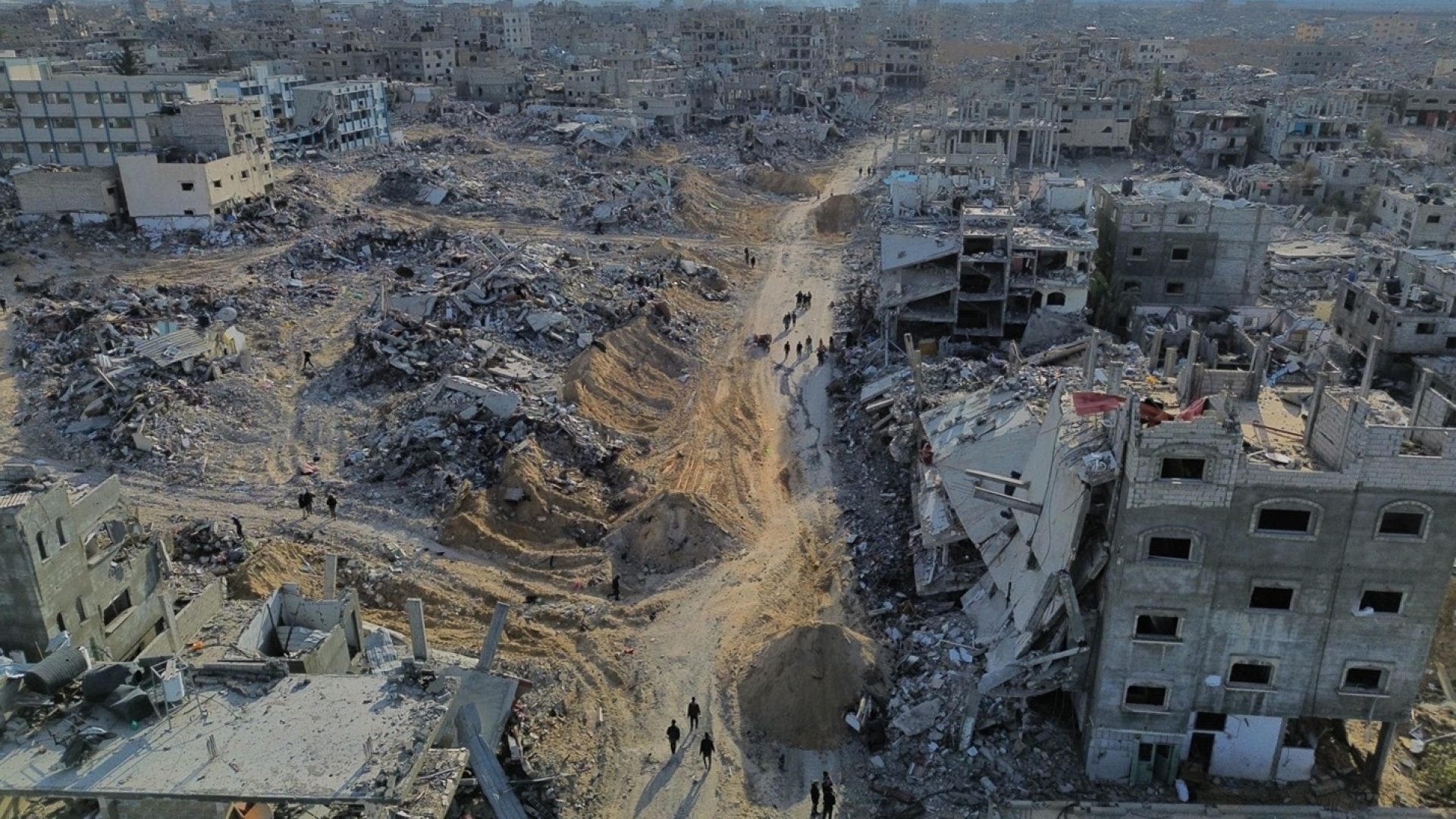 Vista da destruição em Rafah, sul da Faixa de Gaza, janeiro de 2025. © 2025 UNRWA Foto de Ashraf Amra