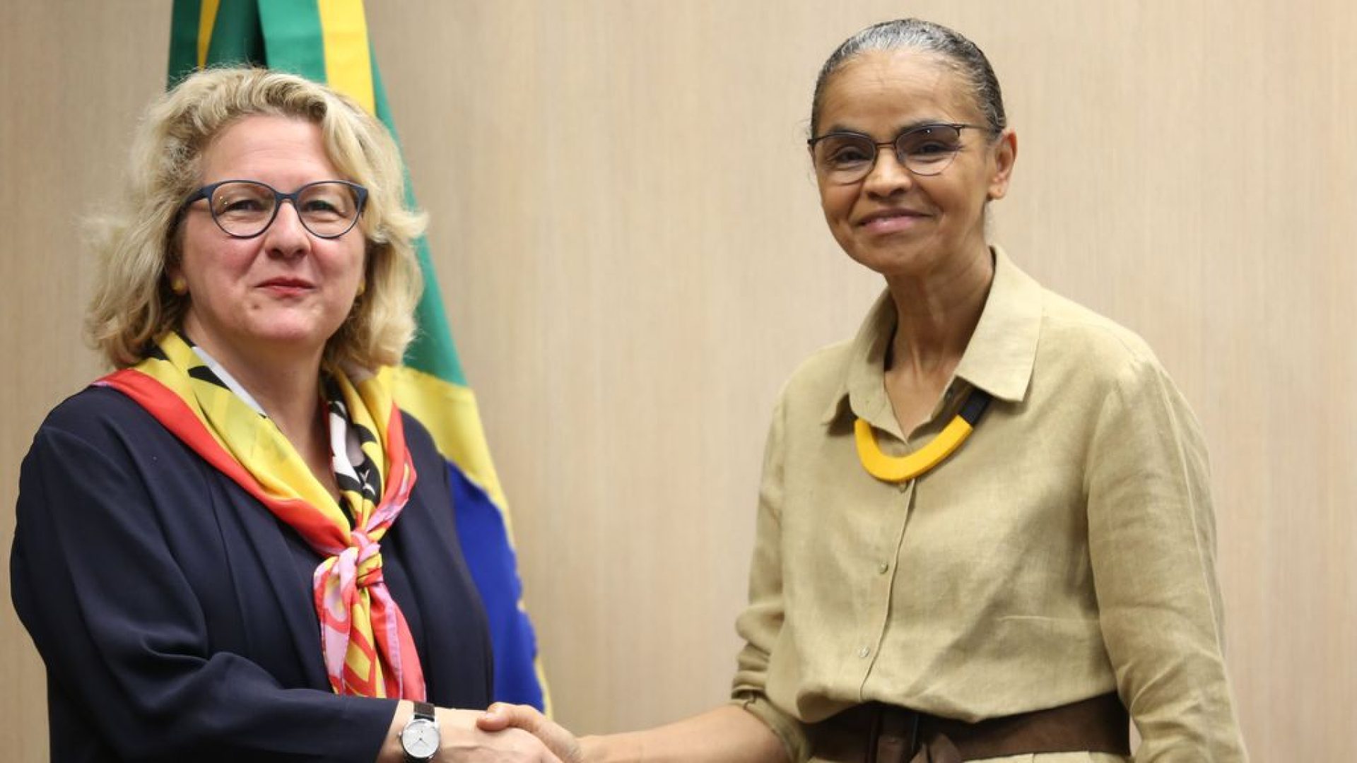 A ministra do Meio Ambiente e Mudança do Clima, Marina Silva, e a ministra Federal da Cooperação Econômica e Desenvolvimento da Alemanha, Svenja Schulze,